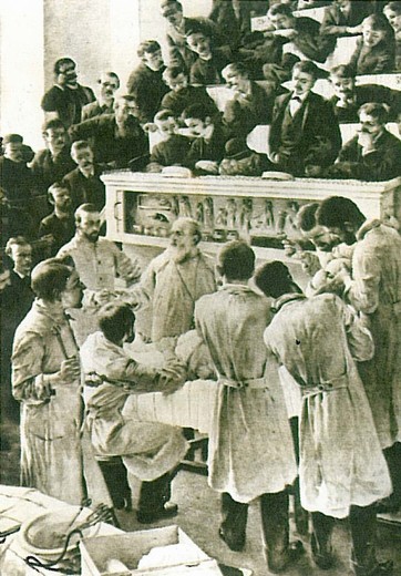 A. F. Seligman - Dr. T. Billroth při výuce ve Vídeňské ústřední nemocnici (1880)